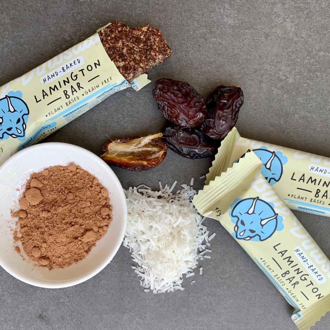 Packed with real ingredients - you'll love these Blue Dinosaur Lamington Bar's