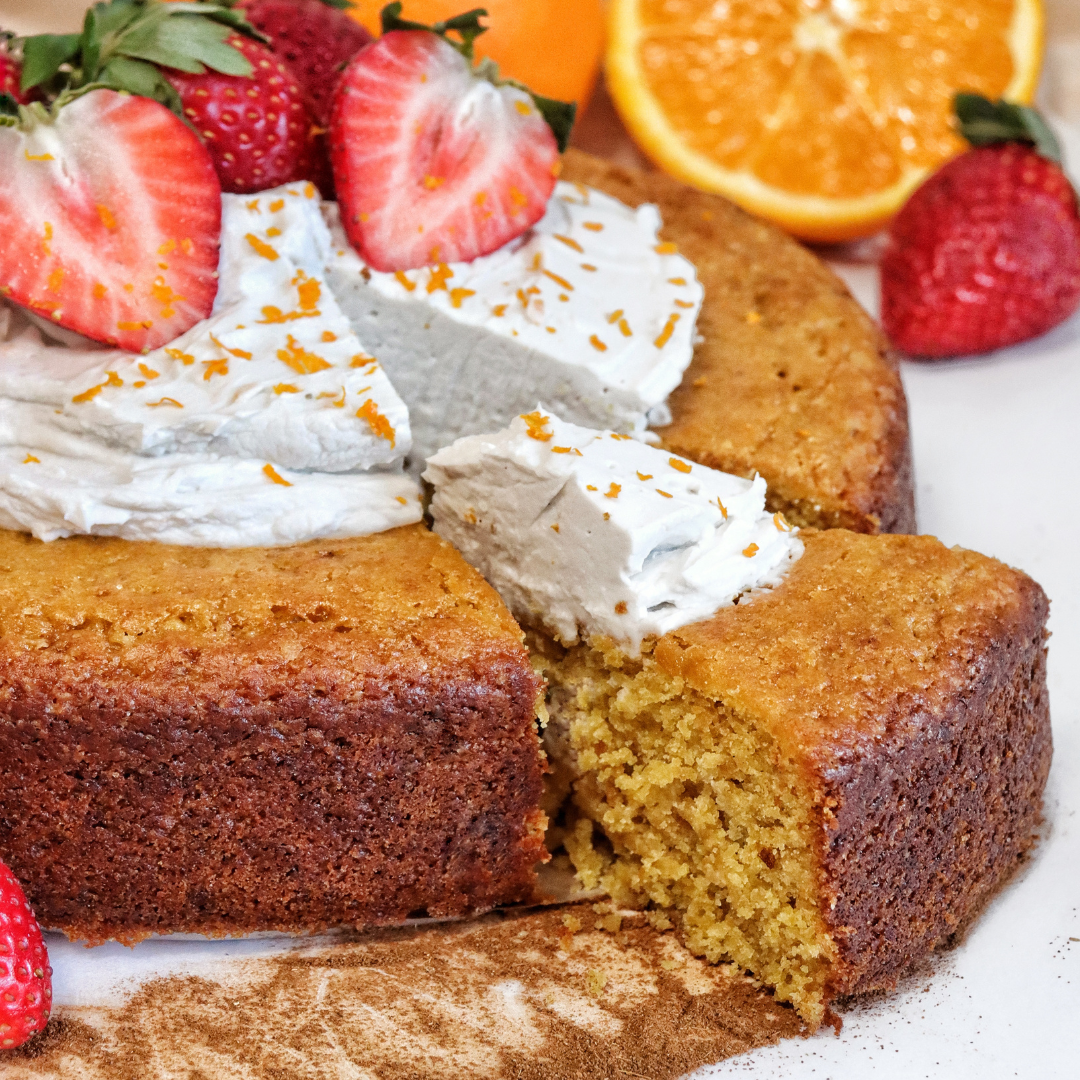 5 Ingredient Orange Cake with Whipped Coconut Frosting