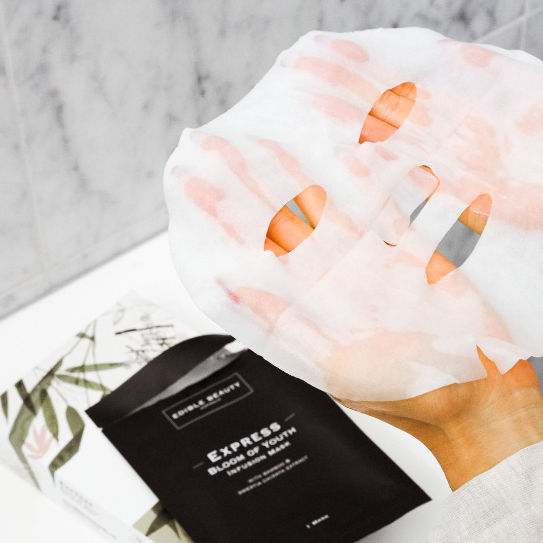 Edible Beauty Bloom of Youth Face Mask packet and mask out of packet