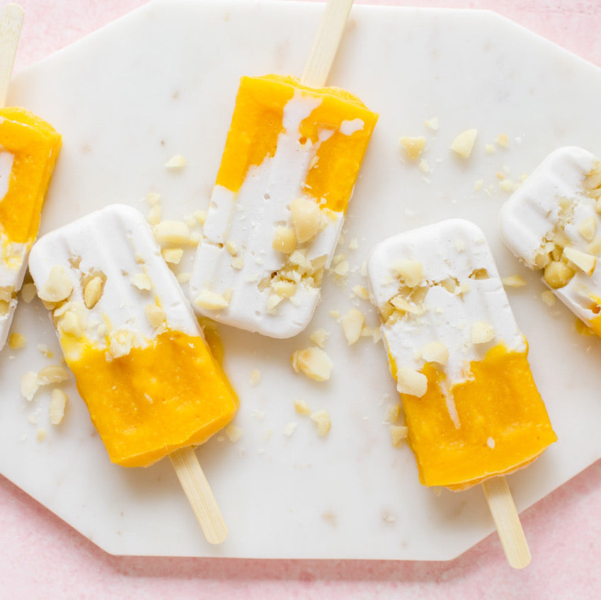 Mango Macadamia and Coconut Popsicles