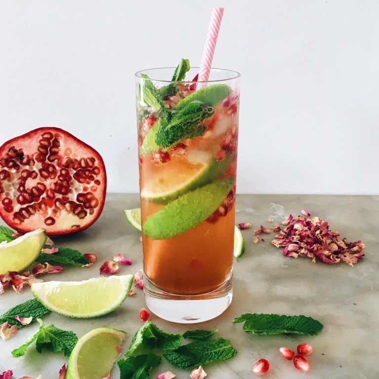 Pomegranate, Mint and Rose Spritz