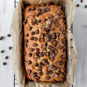 Protein+ Peanut Butter Choc Chip Banana Bread with Mayver's