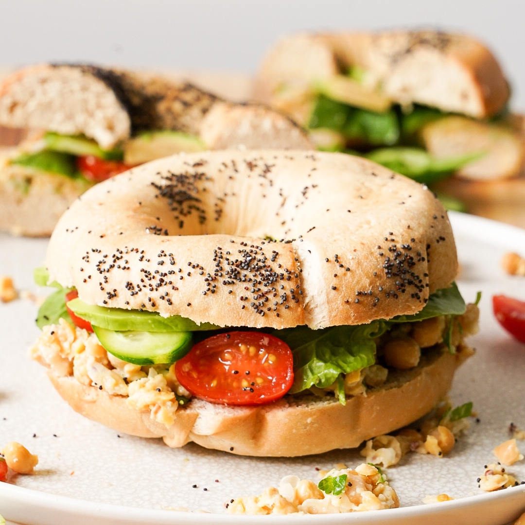 Herby Chickpea Bagel Sandwich