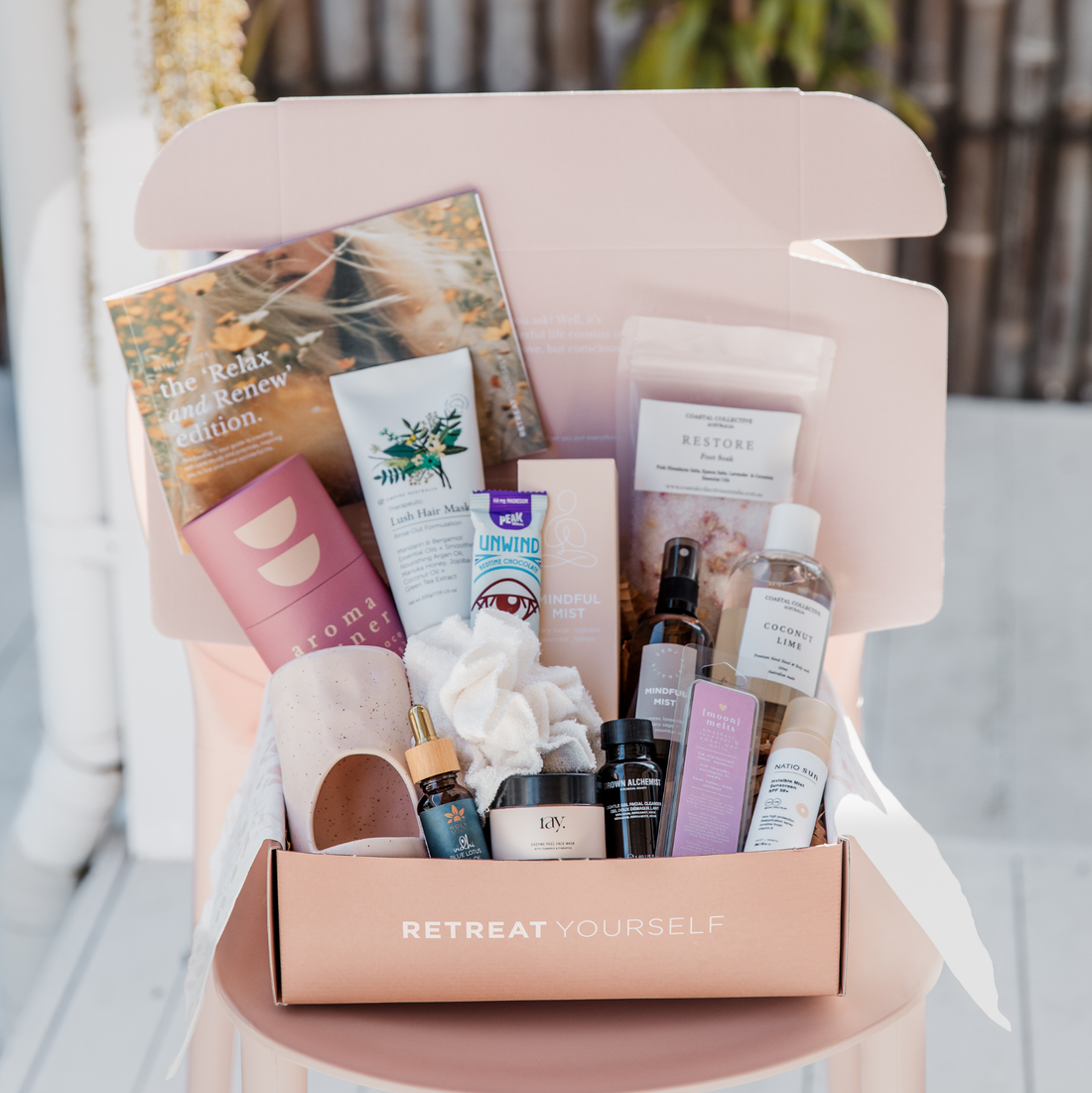 The brands & products inside the Spring 'Relax & Renew' Retreat Box
