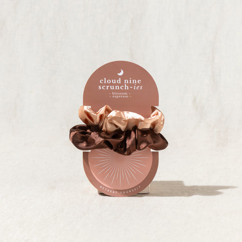 'Cloud Nine' Scrunchies - Blossom & Espresso