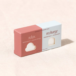 ‘Relax + Recharge’ Shower Steamer Duo