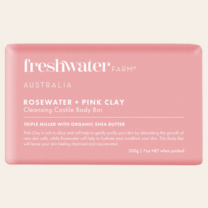 Freshwater Farm - Rosewater + Pink Clay Body Bar 200g