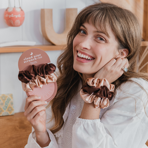 'Cloud Nine' Scrunchies - Blossom & Espresso