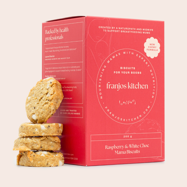 Raspberry & White Choc Mama Biscuits